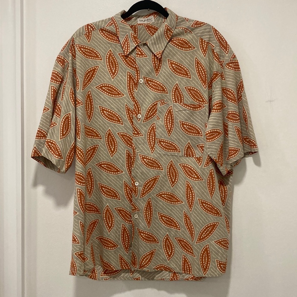 Byblos Men's Shirt Made in Italy Size 52 Gray and Rust